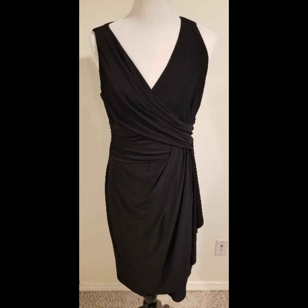 Black Faux Wrap Dress